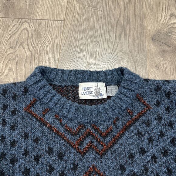 Vintage Penn's Landing Wool Blend Sweater Mens Size XL Geometric Knit Grandpa - Picture 6 of 8